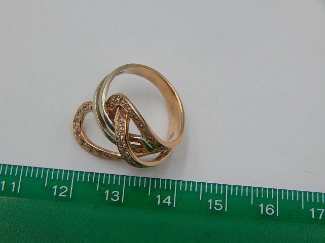 Кольцо из красного и белого золота с цирконием (32271694) 4