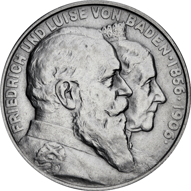 Серебряная монета 2 марки 1906 Баден Германская Империя (29127655) 0