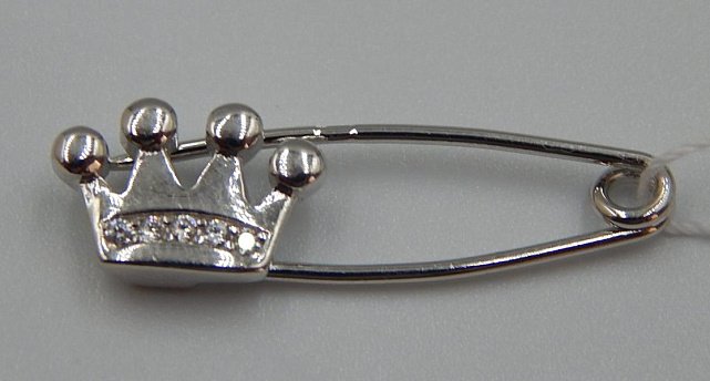 Серебряная булавка с цирконием (30489590) 0