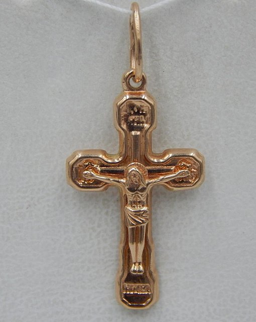 Підвіс-хрест із червоного золота (31878487) 0