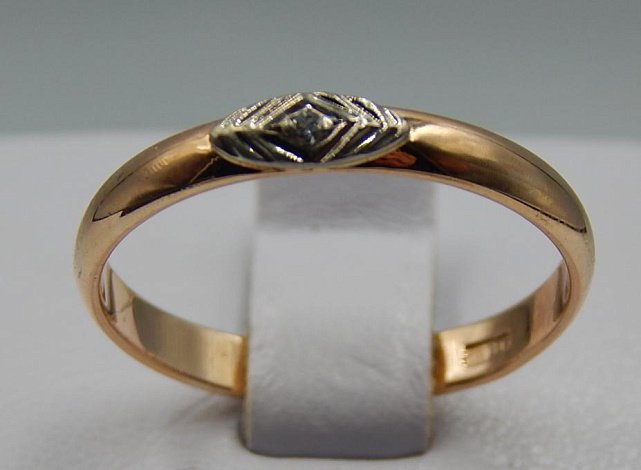 Кольцо из красного и белого золота с бриллиантом (-ми) (31645342) 0