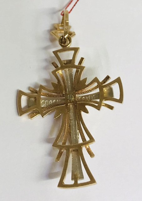 Підвіс-хрест із червоного та білого золота (30380999) 1