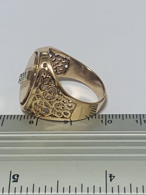 Перстень из красного и белого золота с цирконием (33251569) 7