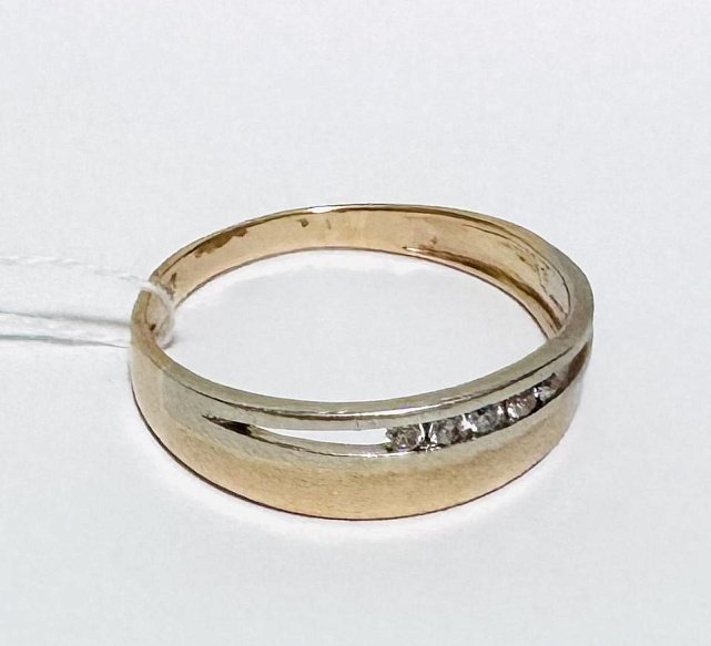 Кольцо из красного и белого золота с цирконием (33210304) 2