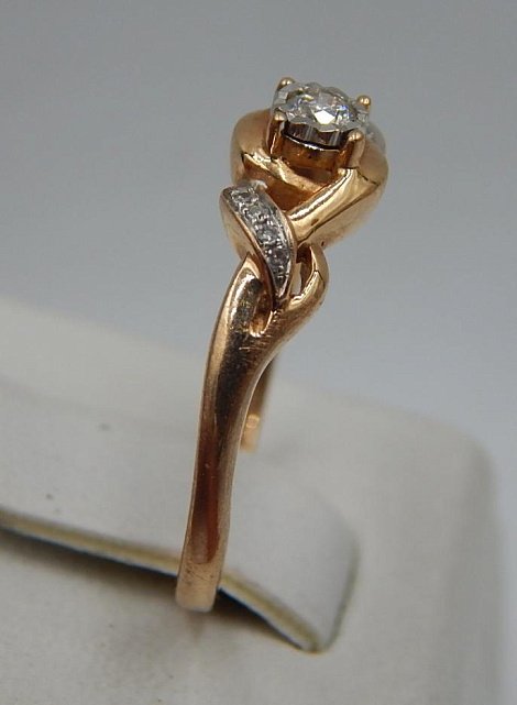 Кольцо из красного и белого золота с бриллиантом (-ми) (29990984) 2