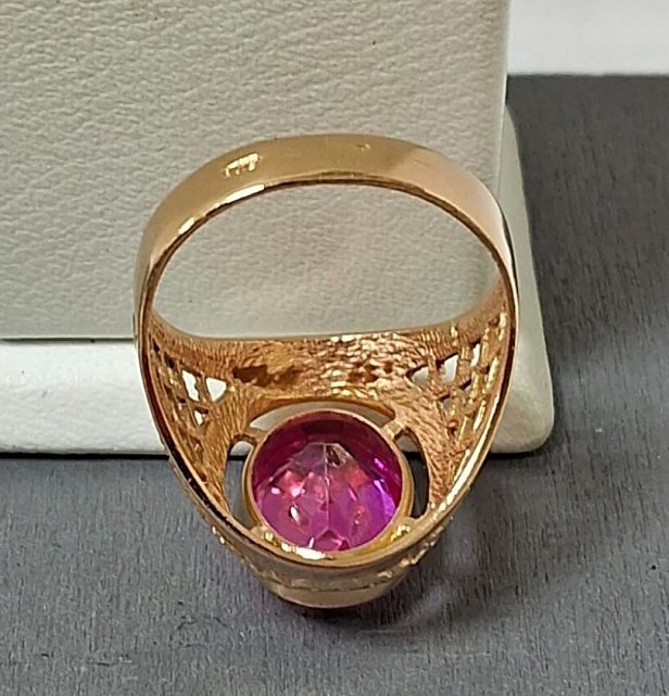Кольцо из красного золота с корундом (33879670) 3