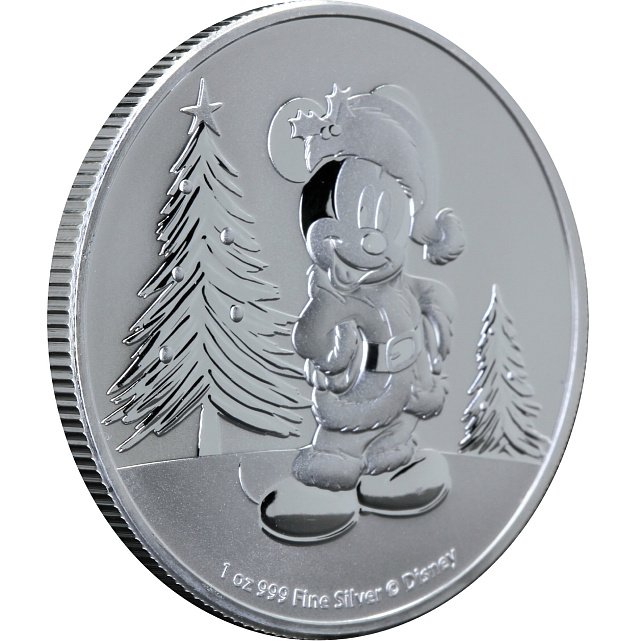 Серебряная монета 1oz Рождественский Микки Маус 2 доллара 2019 Ниуэ (29127403) 2