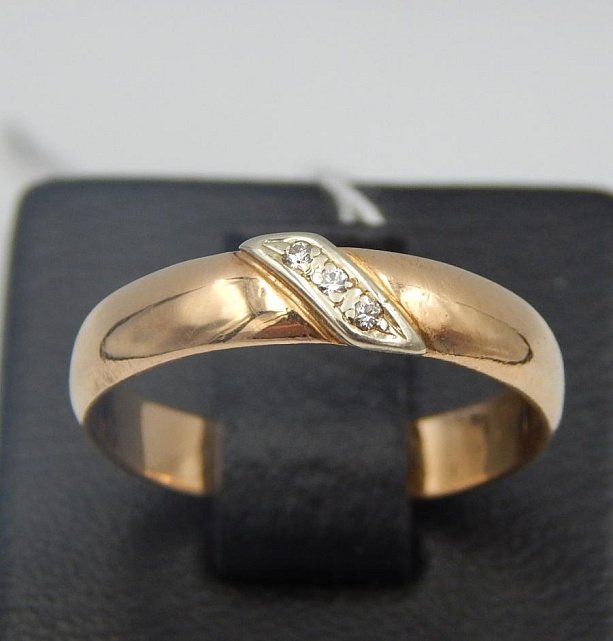 Обручальное кольцо из красного и белого золота с бриллиантом (-ми) (30964555) 0