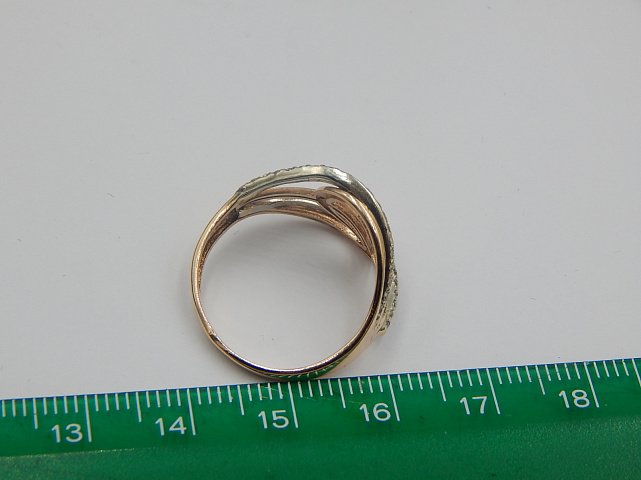 Кольцо из красного и белого золота с цирконием (28356959) 5