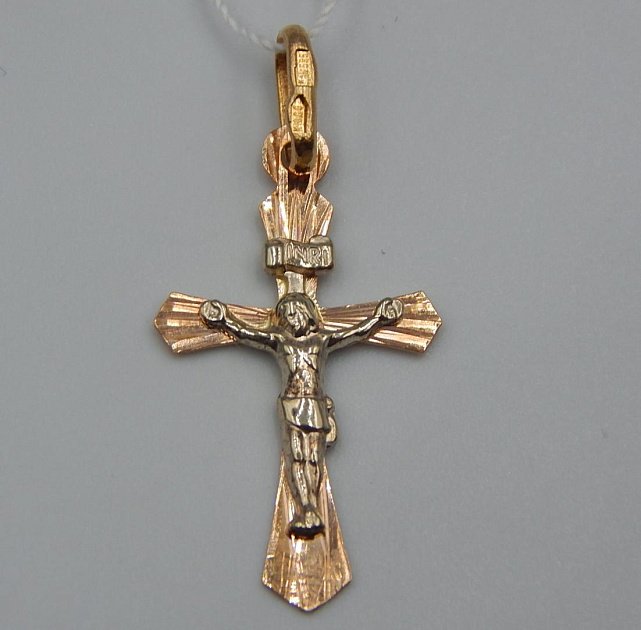 Підвіс-хрест з червоного та білого золота (33639065) 0
