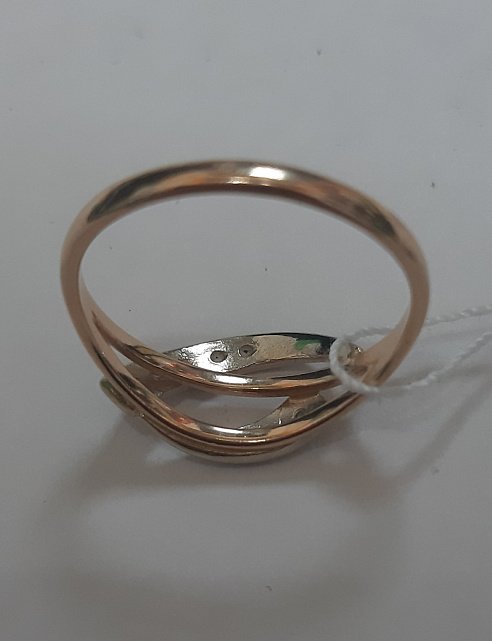 Кольцо из красного и белого золота с цирконием (30220578) 8
