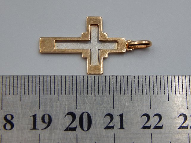 Підвіс-хрест з червоного та білого золота (32535985) 2