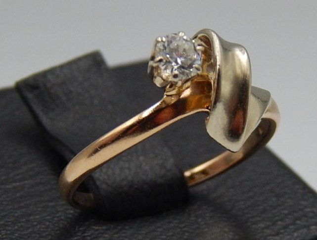 Кольцо из красного и белого золота с бриллиантом (-ми) (31559079) 2