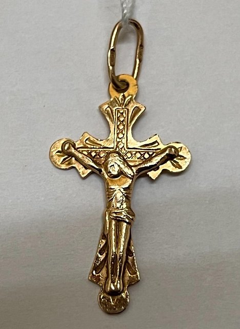 Підвіс-хрест з червоного золота (32409210) 0
