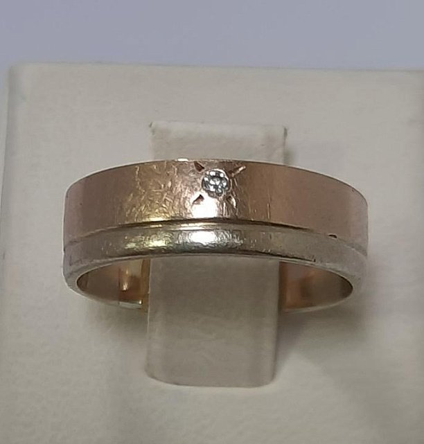 Кольцо из красного и белого золота с бриллиантом (-ми) (33246297) 0