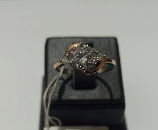 Серебряное кольцо с позолотой и цирконием (30512989) 1