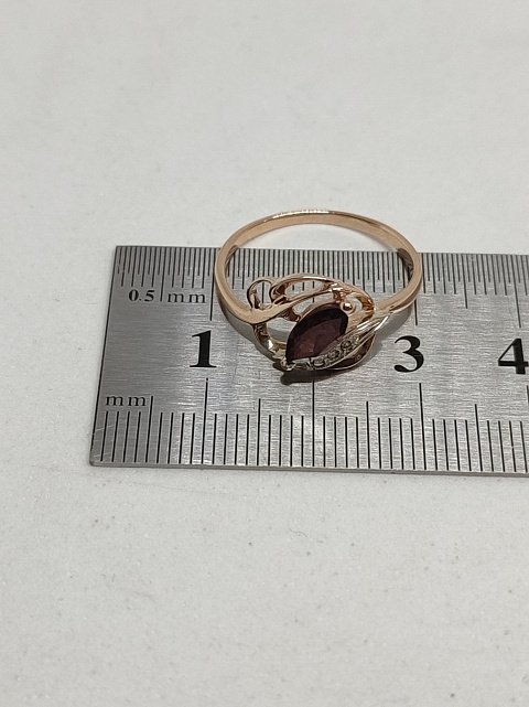 Кольцо из красного и белого золота с гранатом и бриллиантом (-ми) (33163661) 6