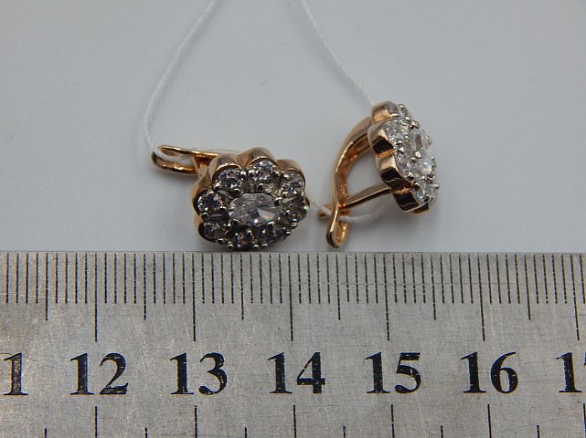 Серебряные серьги с позолотой и цирконием (32933582) 5