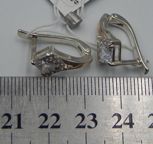 Серебряные серьги с позолотой и цирконием (31650353) 5