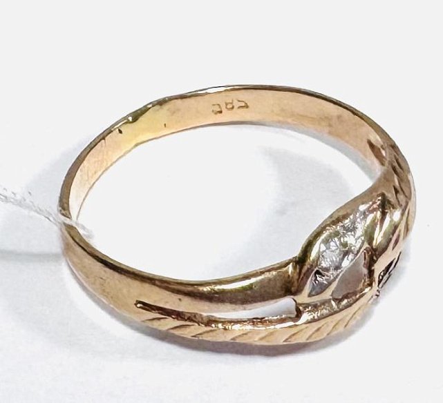 Кольцо из красного и белого золота с цирконием (33652755) 2