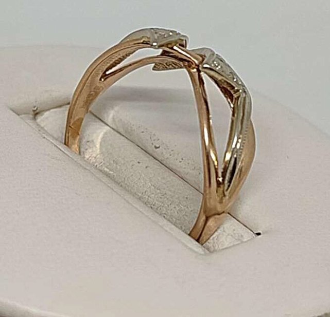 Кольцо из красного и белого золота с бриллиантом (-ми) (30617366) 1