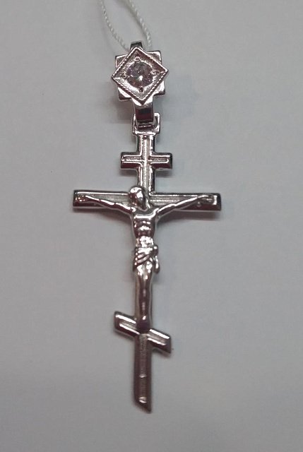 Срібний підвіс-хрест із цирконієм (30250197) 0