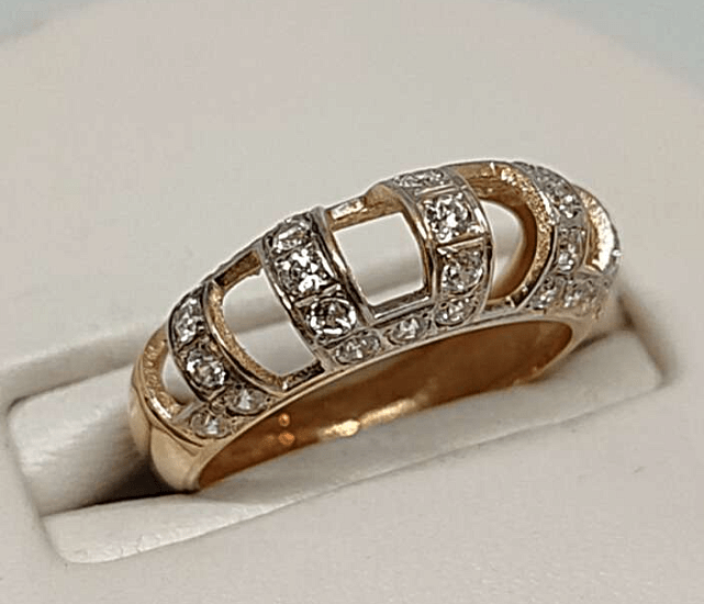 Кольцо из желтого и белого золота с цирконием (31284121) 0