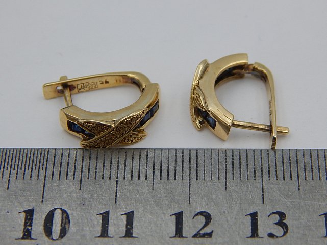 Сережки з жовтого золота з цирконієм (31899279) 4