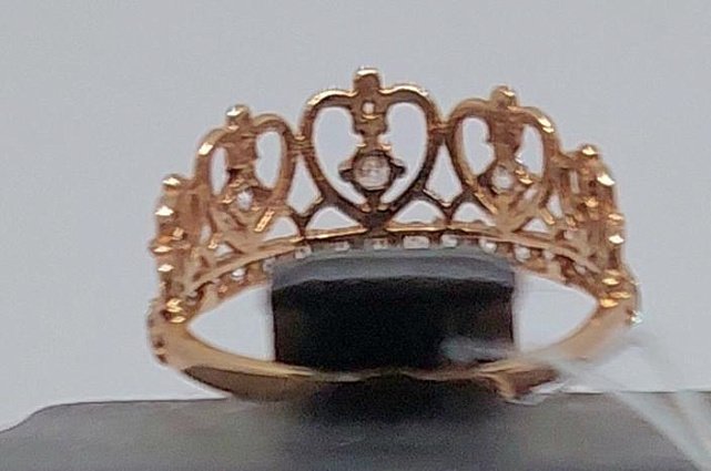 Кольцо из красного золота с цирконием (33753963) 3