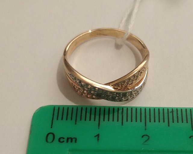 Кольцо из красного и белого золота с цирконием (31611443) 1