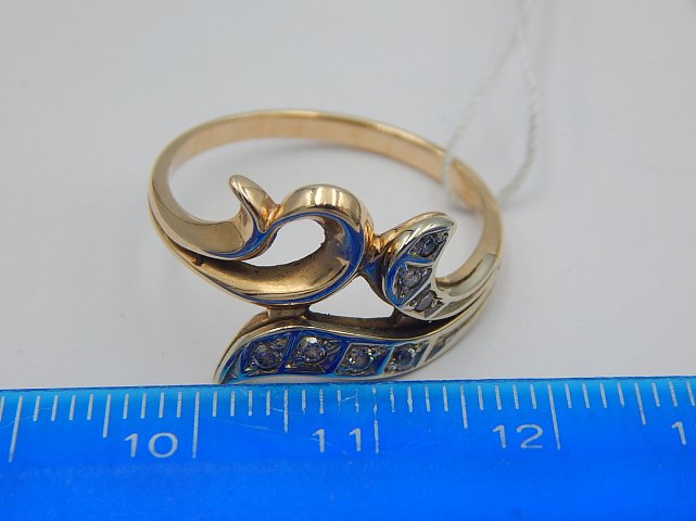 Кольцо из красного и белого золота с цирконием (31894676) 5