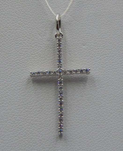 Срібний підвіс-хрест із цирконієм (31308854) 0