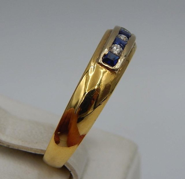 Кольцо из желтого и белого золота с сапфиром и бриллиантом (-ми) (30948522) 2