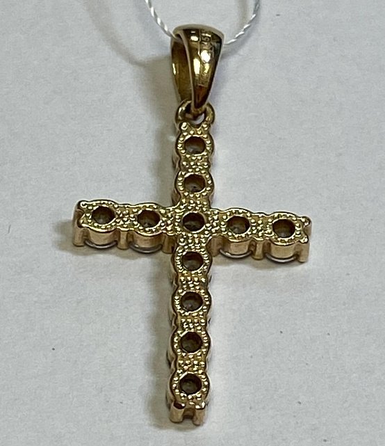 Підвіс-хрест з червоного золота з цирконієм (33743435) 1