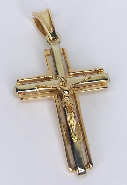 Підвіс-хрест з червоного та білого золота (33672437) 0