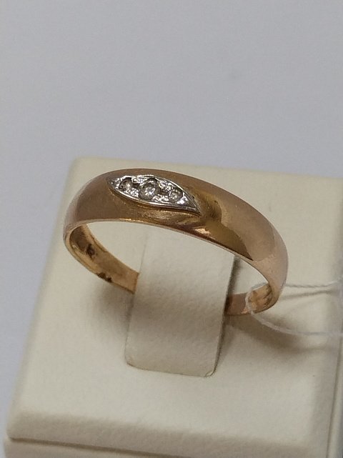 Кольцо из красного и белого золота с цирконием (33740037) 2