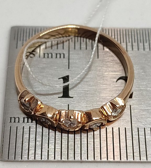 Кольцо из красного золота с бриллиантом (-ми) (27417638) 6