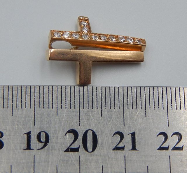 Підвіс-хрест з червоного золота з цирконієм (33652438) 2