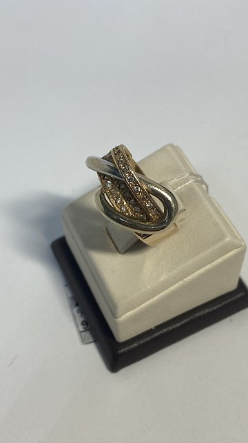 Кольцо из красного и белого золота с цирконием (33454975)  1