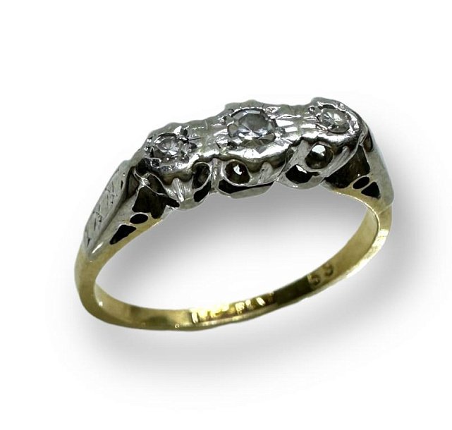 Кольцо из желтого и белого золота с бриллиантом (-ми) (29610072) 0