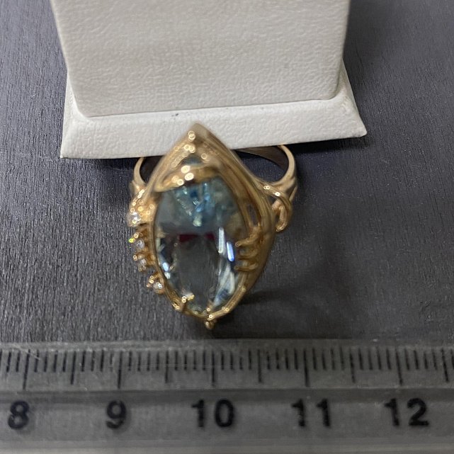 Кольцо из красного и белого золота с топазом и бриллиантом (-ми) (30895600) 5