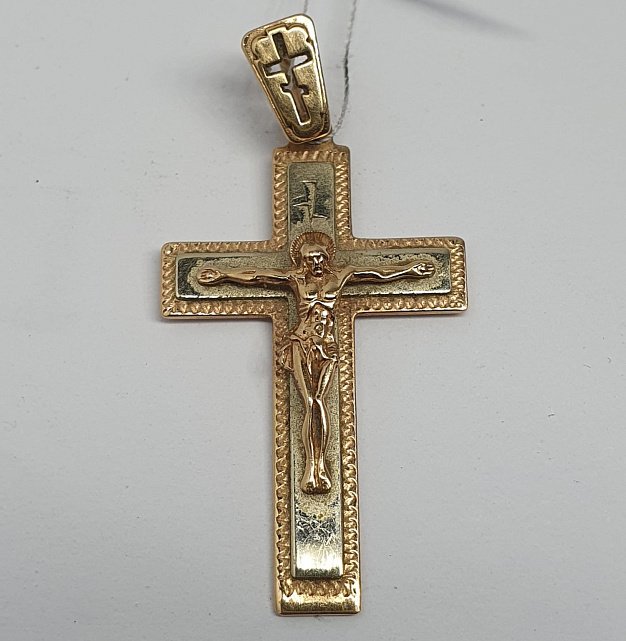 Підвіс-хрест з червоного та білого золота (33668059) 0