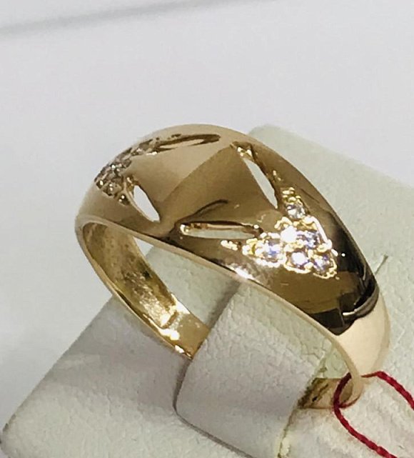 Кольцо из красного золота с цирконием (30256401) 2