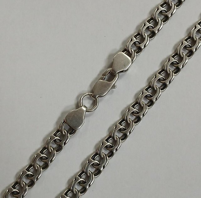 Серебряная цепь с плетением Бисмарк (33907581) 0
