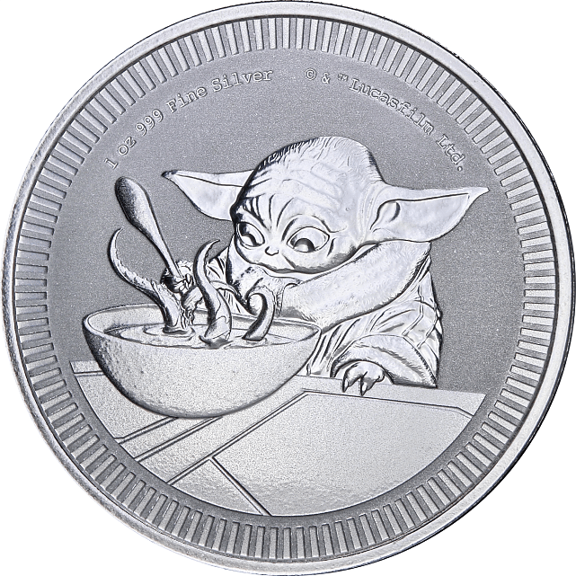 Серебряная монета 1oz Звездные Войны: Грогу 2 доллара 2022 Ниуэ (29949538) 0
