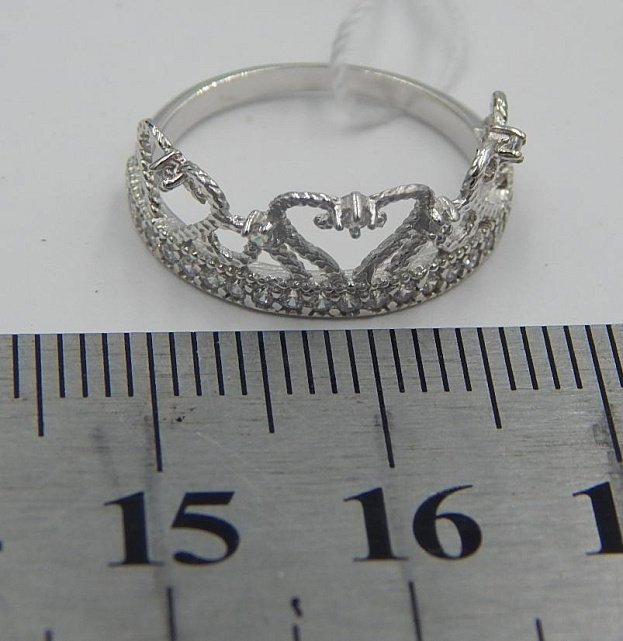 Серебряное кольцо с цирконием (30694704) 2