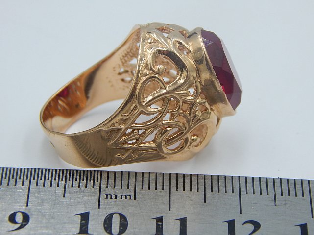 Кольцо из красного золота с корундом (29092232) 9