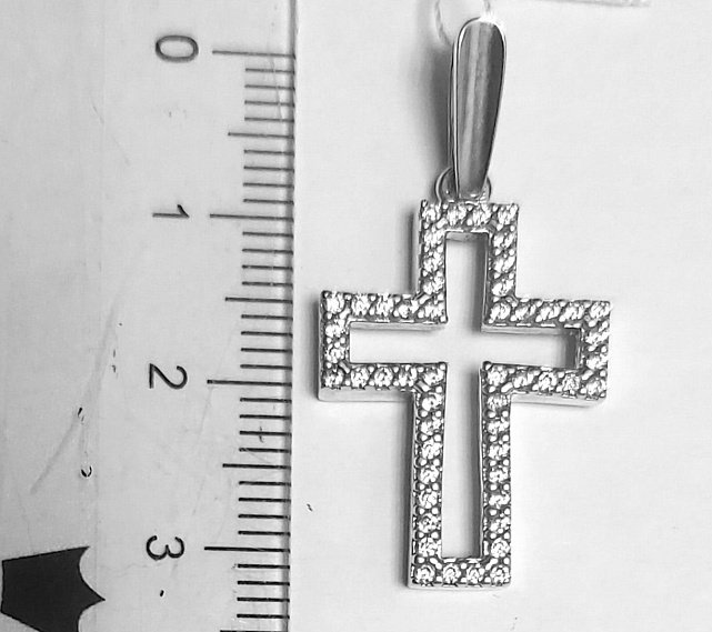 Срібний підвіс-хрест із цирконієм (33590887) 1