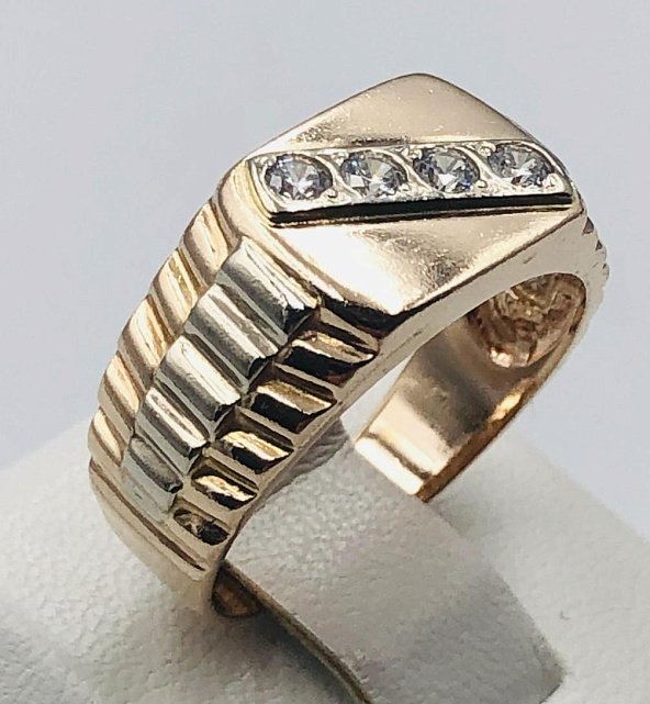 Перстень із червоного золота та білого золота з цирконієм (32931111) 0