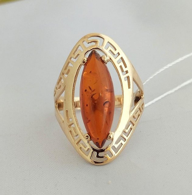 Кольцо из красного золота с янтарем (33722216)  0
